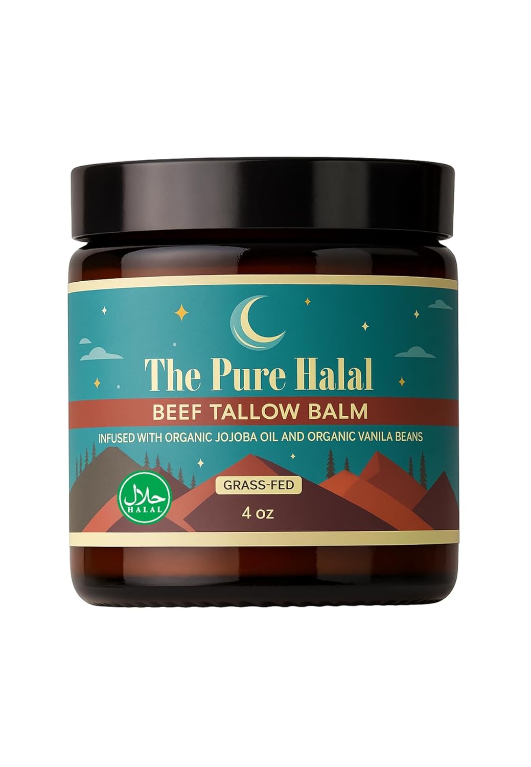 Zabiha Halal Beef Tallow Balm + Jojoba + Infused With Organic Vanilla Bean 3 oz