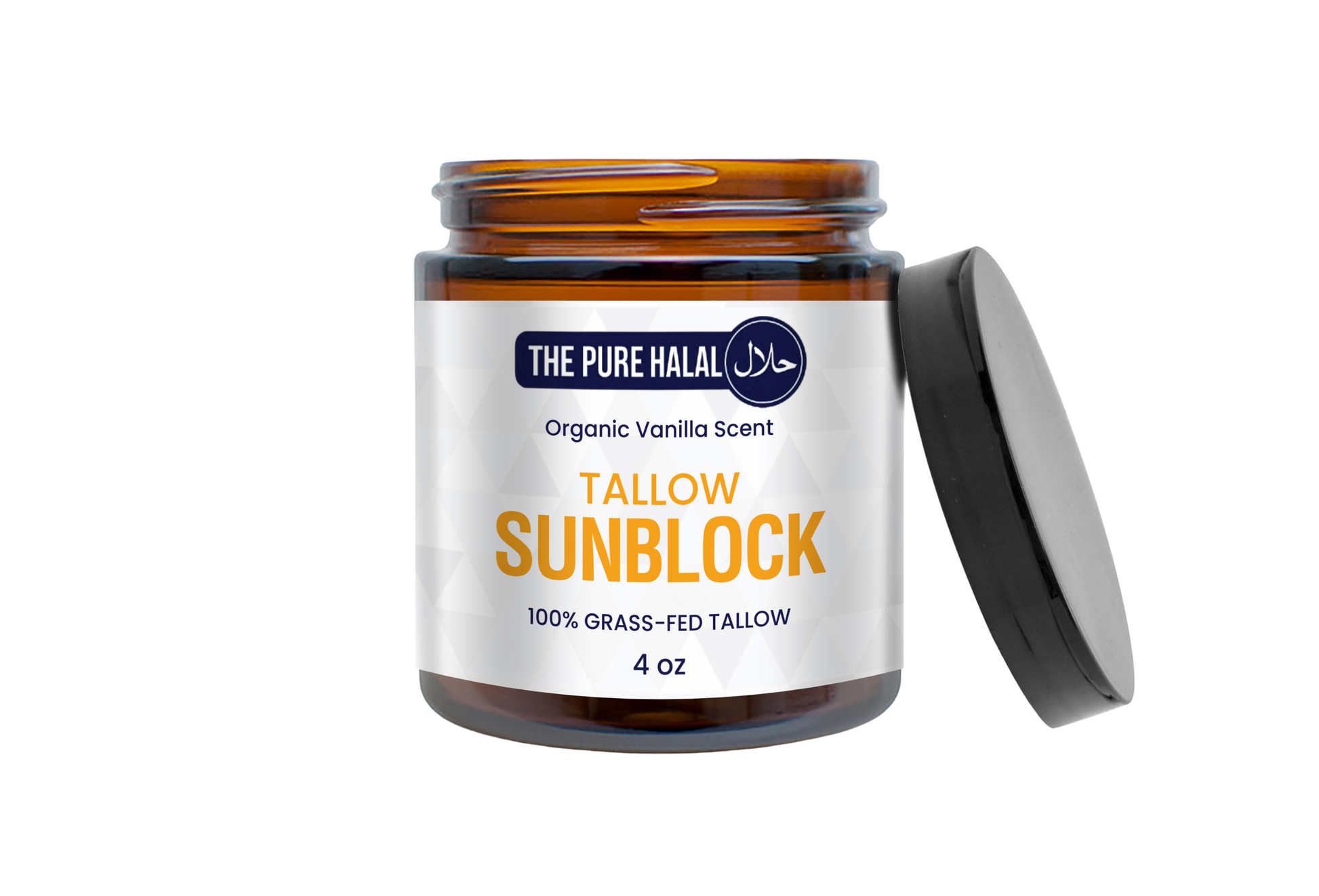 Halal Tallow Sunblock 100% Grass-Fed Beef Tallow Infused With Organic Jojoba Oil & Vanilla Beans– 4 oz - For Skin- ZABIHA HALAL | Handmade in USA - No Additives Or Fillers.