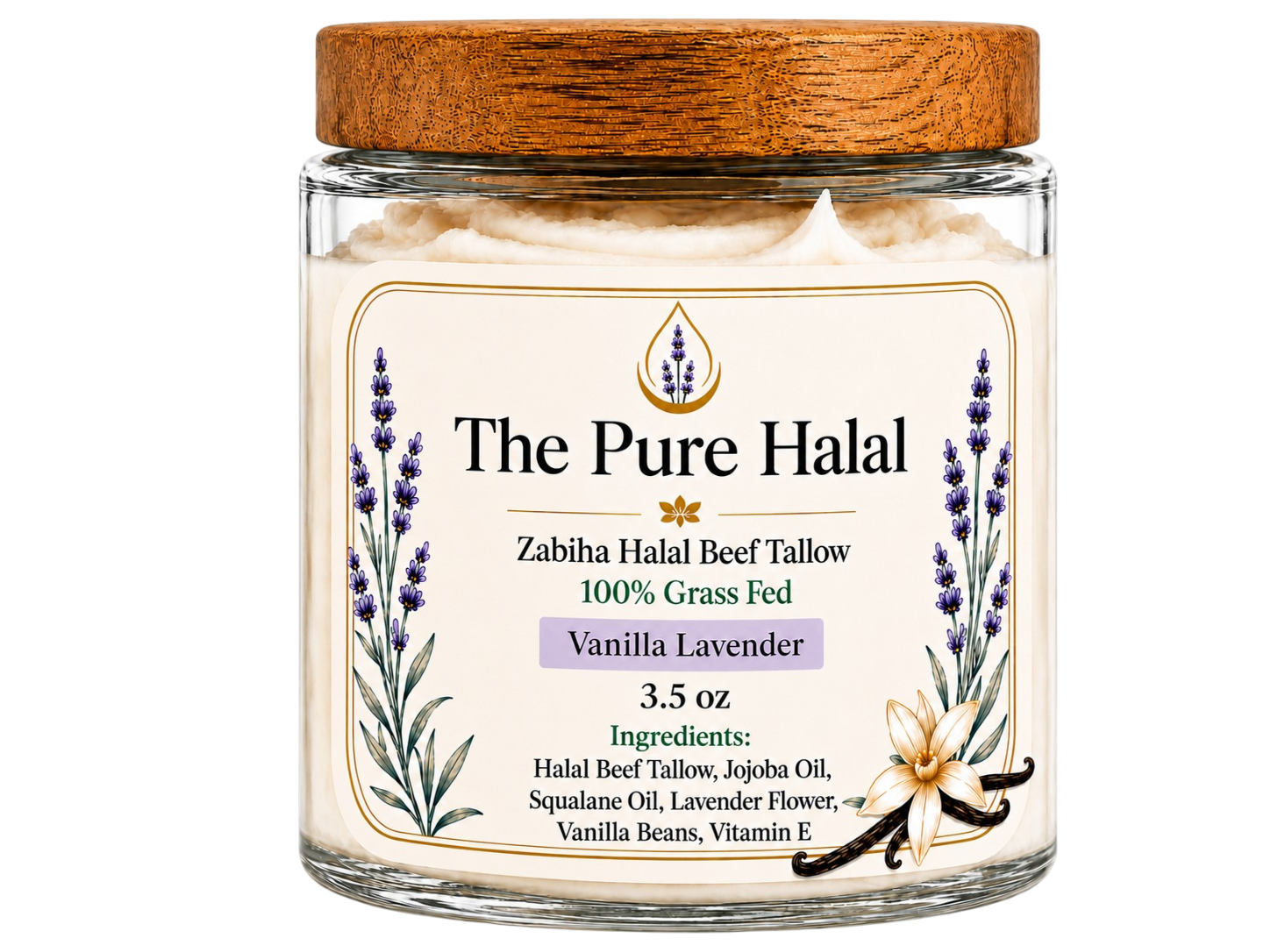 Vanilla Lavender halal beef tallow jar