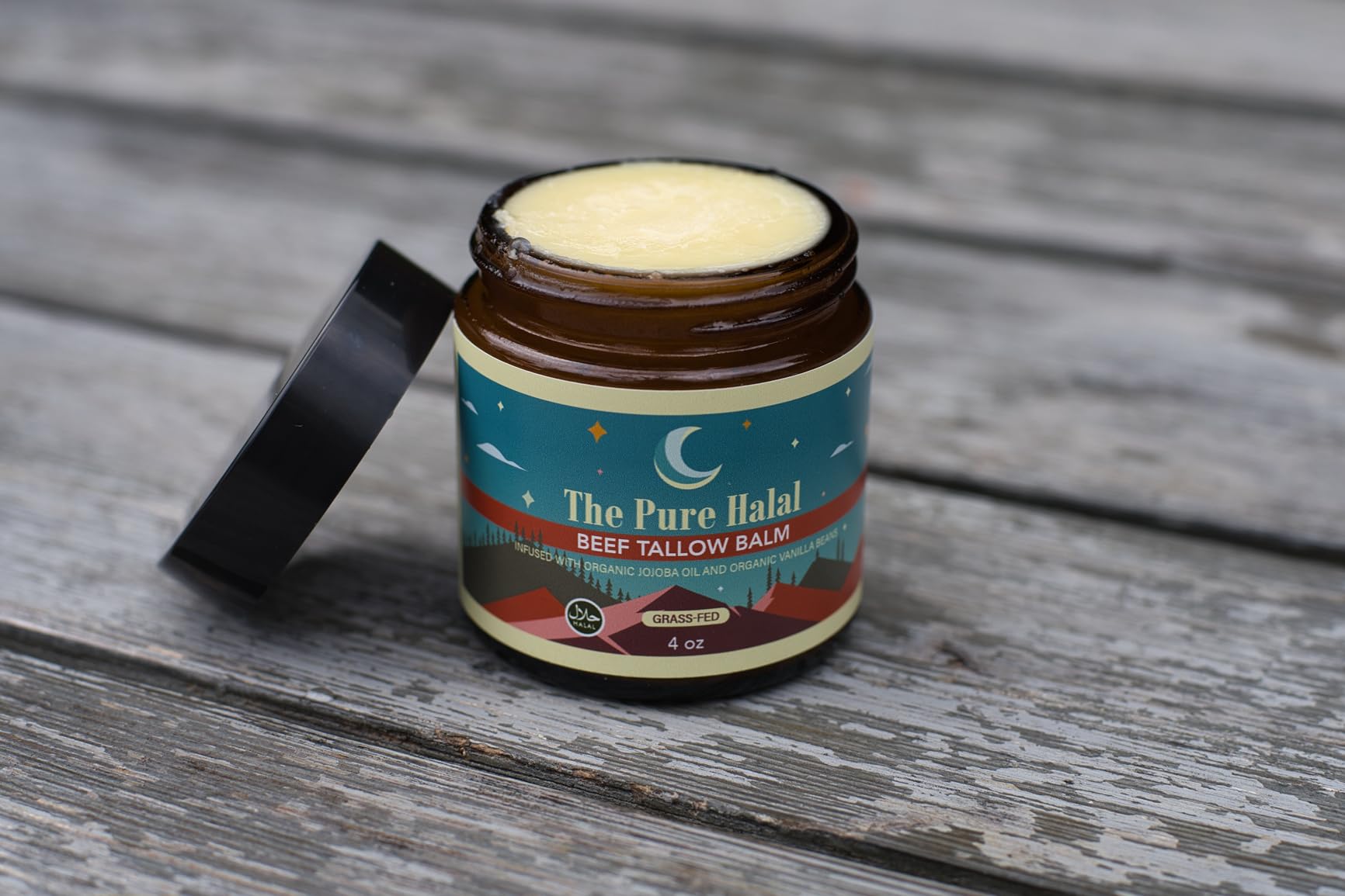 Zabiha Halal Beef Tallow Balm + Jojoba + Infused With Organic Vanilla Bean 3 oz